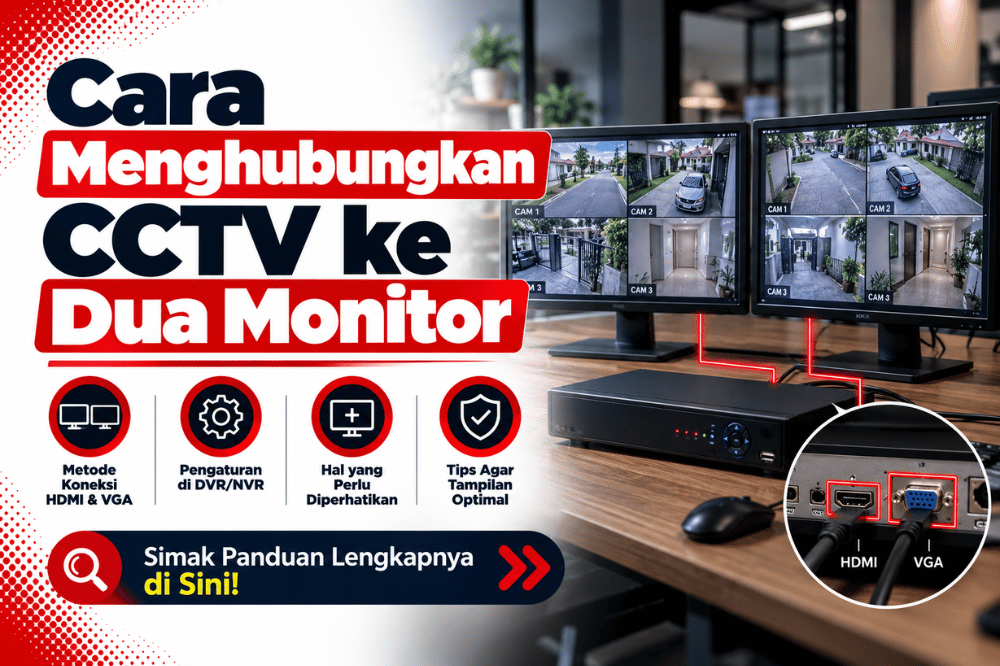 cara menghubungkan CCTV ke dua monitor