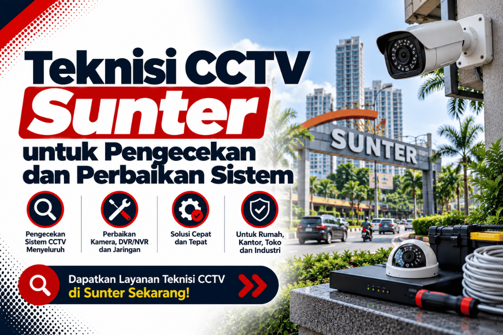 teknisi CCTV sunter untuk pengecekan dan perbaikan sistem
